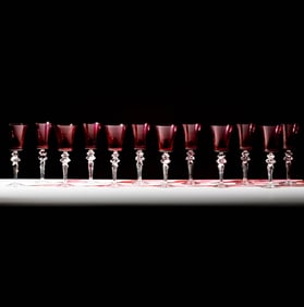 12 Saint Louis Excess Ruby Crystal Water Goblets