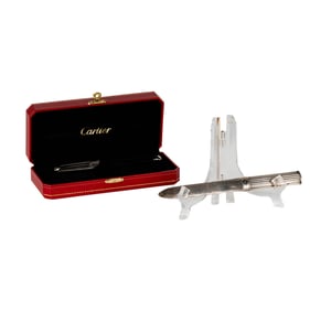 A Cartier Fountain Pen and Silver-Plate Letter Opener
