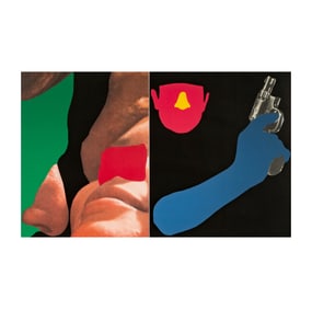 John Baldessari, 1931-2020, Noses and Ears, Etc.: Couple and Man With Gun