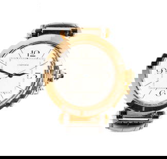 Cartier 18 Karat Rose Gold Pasha Watch: outside case diameter measuring 41.85mm wide without crown, case including crown measuring 47.97mm wide; bracelet measuring 6-3/4 inches inside circumference; weighing 116.7 grams;