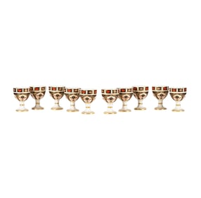 Ten Royal Crown Derby Old Imari Bone China Goblets