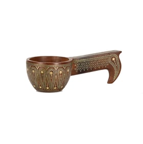 A Russian Metal-Inlaid Wood Kovsh