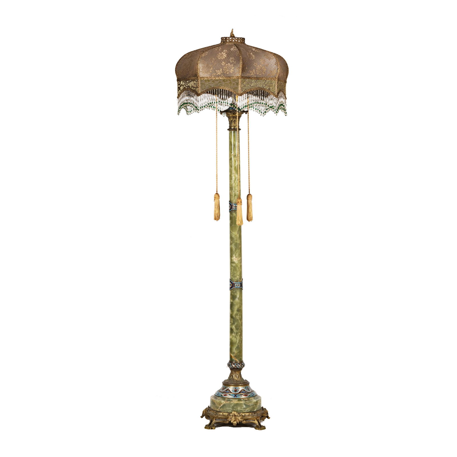 A French Green Onyx and Champleve Enamel Floor Lamp (1 of 19)