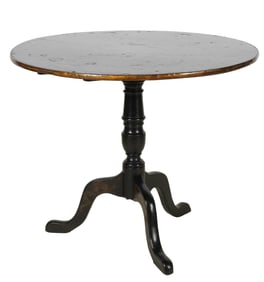 A Black and Gilt Lacquered Tripod Table