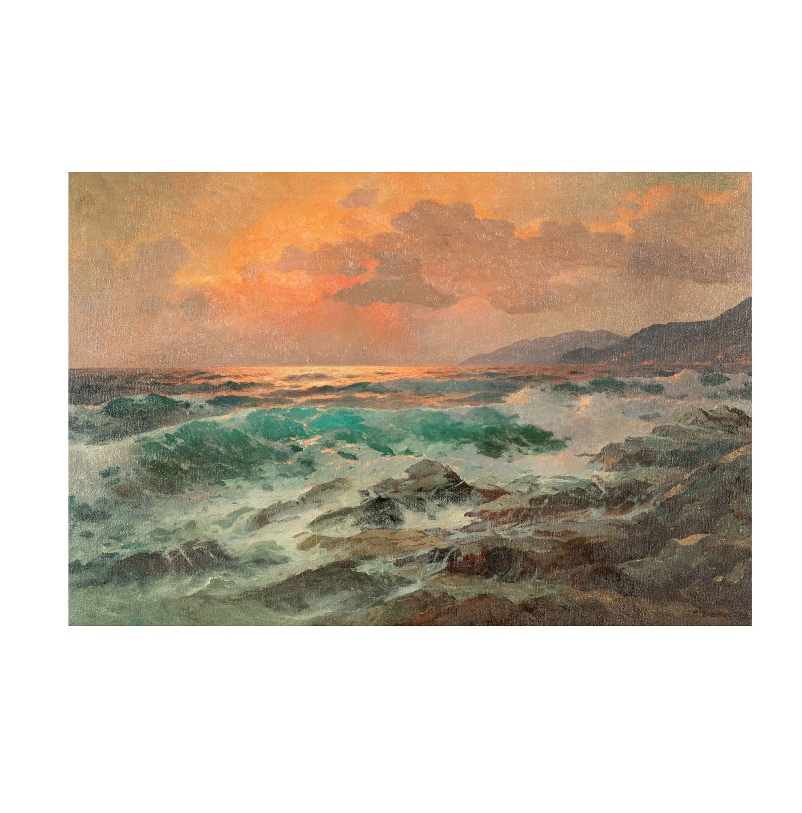 Alexander Dzigurski, 1911-1995, Crashing Waves at Sunset (1 of 9)