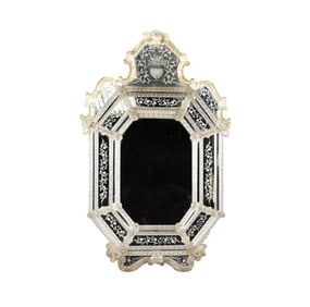A Venetian Etched Glass Octagonal Mirror