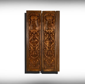 A Pair of Continental Baroque-Style Carved Wood Panels