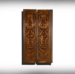 A Pair of Continental Barique-Style Carved Wood Panels: 19th century 84 x 21 in. (213.4 x 53.3 cm.) and 84 x 24 1/4 in. (213.4 x 61.6 cm.) Notes: This item does not qualify for in-house shipping. Please see our preferred shippers' list for quotes or arrang