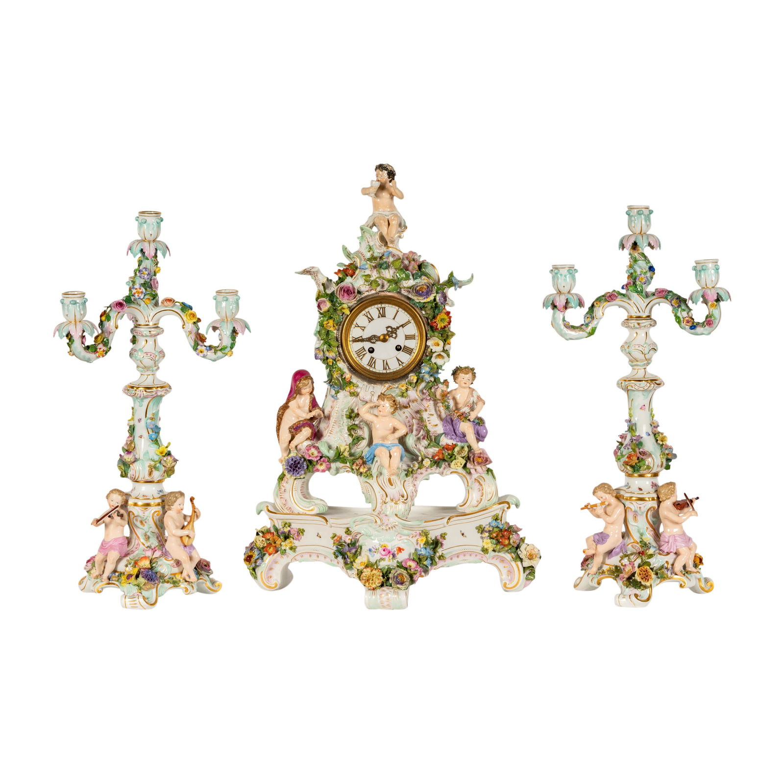 A Meissen Porcelain Figural Clock Garniture (1 of 20)