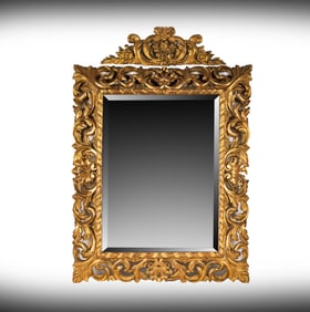 A Baroque-Style Carved Giltwood Mirror