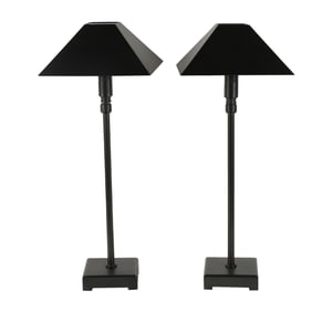 A Pair of Brushed Metal Adjustable Table Lamps