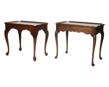 A Near-Pair of Queen Anne-Style Mahogany End Tables