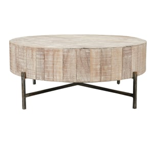 A Bleached Wood and Iron Round Coffee Table