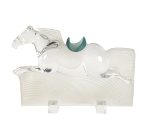 A Daum Glass Ming Horse Figure