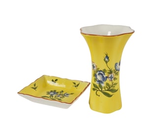 A Tiffany and Co. Italian Ceramic Vase and Tray