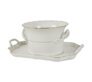 A Herend Porcelain Cachepot and Tray