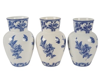 Three Tiffany and Co. Tiffany Delft Porcelain Vases