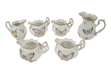 Six Anna Weatherley Designs Porcelain Creamers