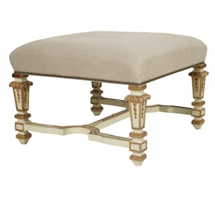 A Louis XVI-Style Painted and Gilt Stool