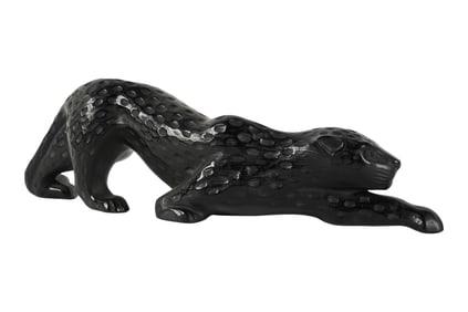 A Lalique Zeila Black Glass Panther Figure