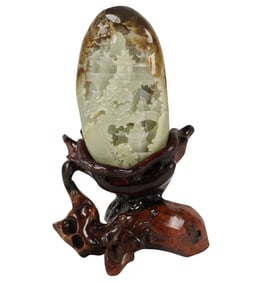 A Chinese Carved Jade Mountain