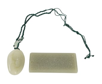 Two Chinese Carved Jade Toggles