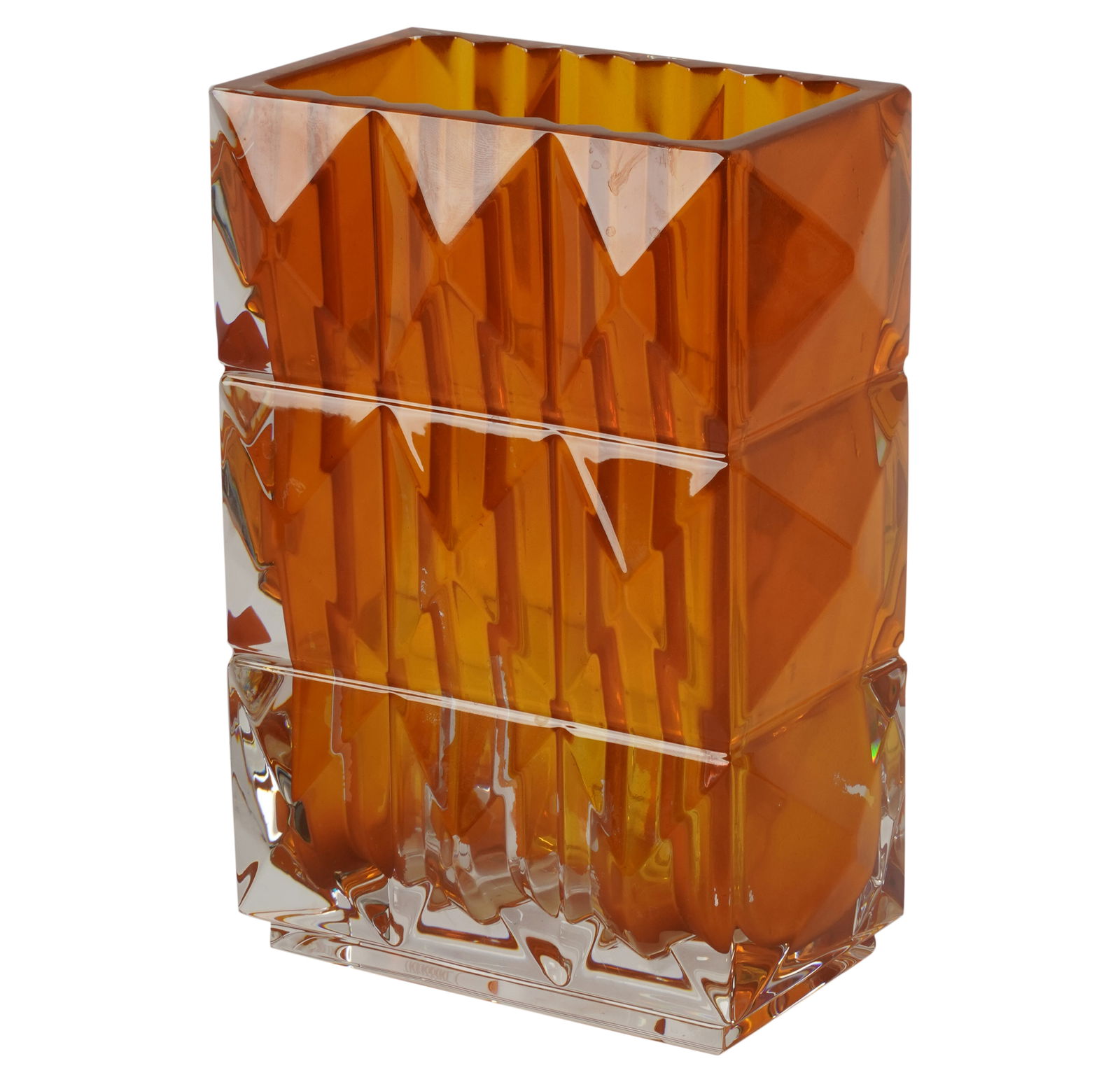 A Baccarat Louxor Amber Crystal Rectangular Vase (1 of 9)