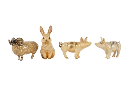 Four Jay Strongwater Enamel and Jeweled Animal Figures