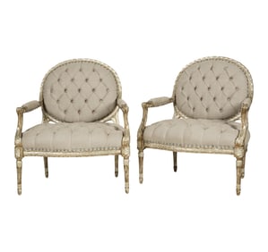 A Pair of Louis XVI-Style Painted Armchairs
