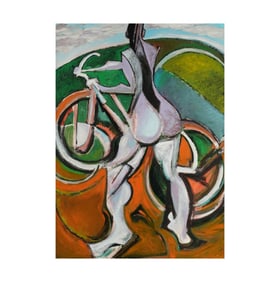 Ron Friedman, 20th/21st Century, Untitled (Nude Figure with Bicycle)