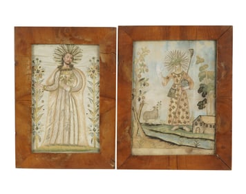 Two Antique Embroidery Panels