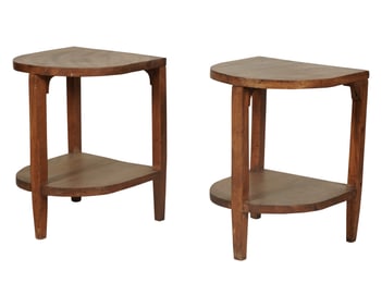 A Pair of D-shaped Tiered End Tables
