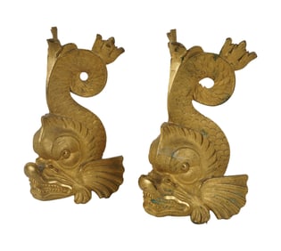 A Pair of Gilt Bronze Corner Mounts