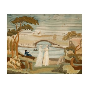 A Georgian Silkwork Embroidery of an Italian Landscape