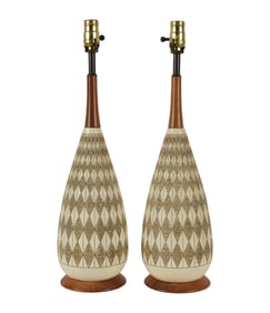 A Pair Of Mid-Century Modern Ceramic Table Lamps