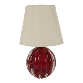 A Murano Red and Clear Glass Boudoir Lamp