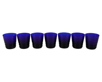 Seven St. Louis Oxymore Cobalt Crystal Tumblers