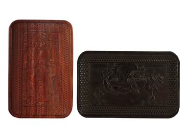 Two Chinese Hardwood Panels