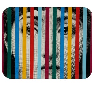 A Fornasetti Face and Stripes Serving Tray