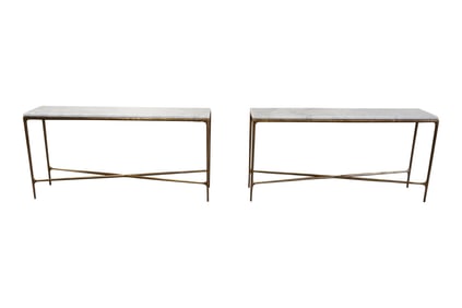 Two Restoration Hardware Thaddeus Console Tables