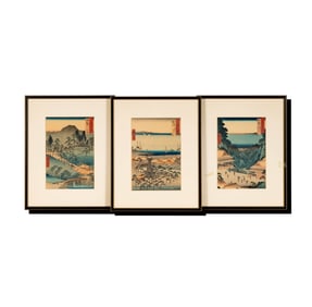 After Utagawa Hiroshige: Three Color Woodblock Prints