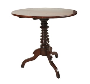 An Antique Turned Wood Tilt Top Tripod Table