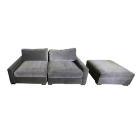 A Restoration Hardware Grey Upholstered Sectional Sofa