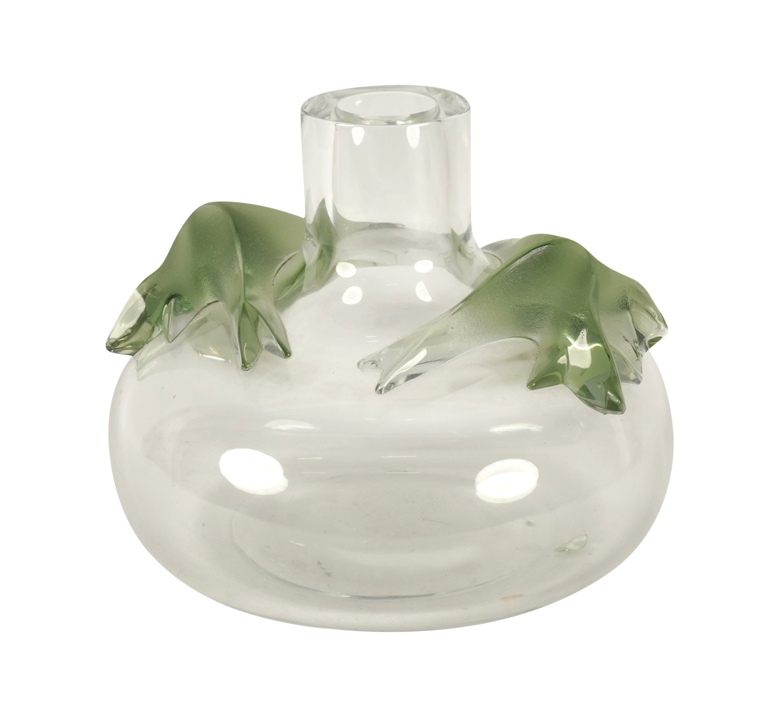 A Lalique Saghir Glass Vase: signed "Lalique France" 8 x 10 in. (20.3 x 25.4 cm.)