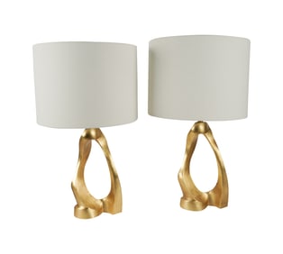 A Pair of Contemporary Gilt Metal Table Lamps