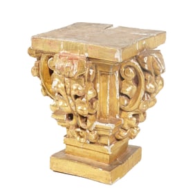 An Antique Carved Giltwood and Gesso Capital