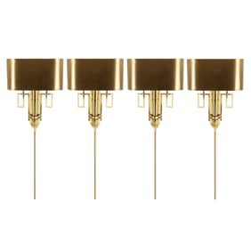 A Set of Four Art Deco-style Polished Brass Sconces