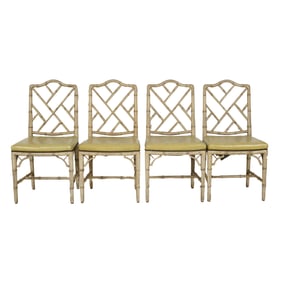 A Set of Four Faux Bamboo Painted Dining Chairs