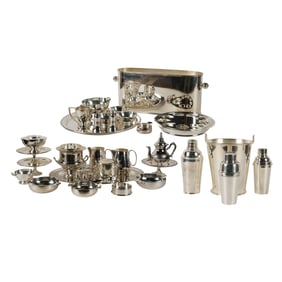 A Large Group of Hotel Silverplate Serving Pieces
