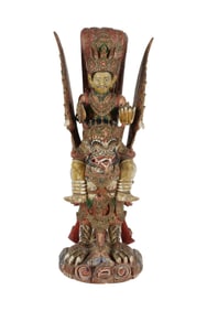An Indonesian Polychromed Wood Garuda Eagle Sculpture